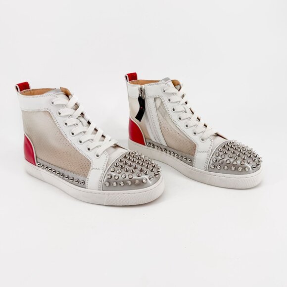 Christian Louboutin Sosoxy Spike Donna Sneakers Size 37 US 7 Mesh High Top White - Picture 1 of 15